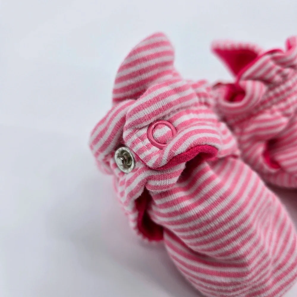 Zutano Pink and White Candy Stripe Cotton Baby Booties Size 3M‎
